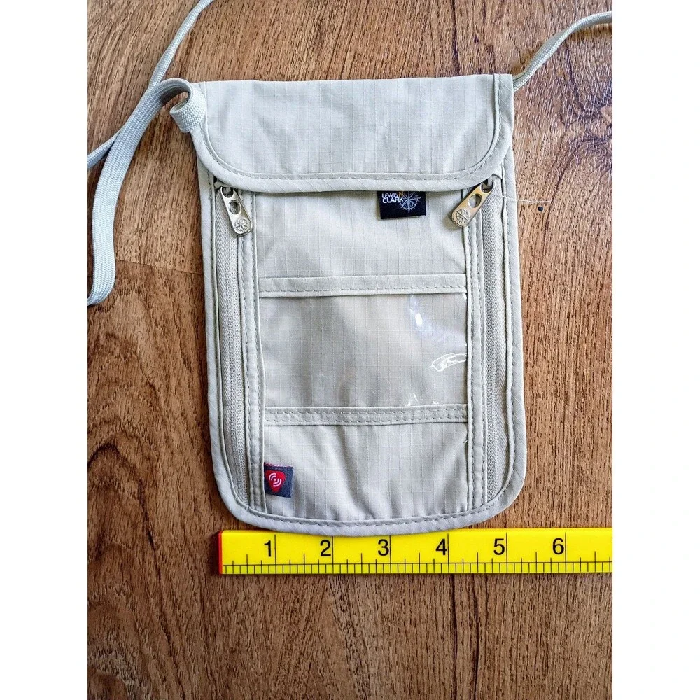Lewis N. Clark RFID Neck Wallet Passport Holder Beige